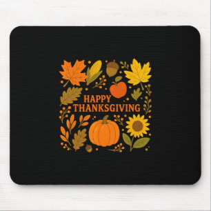 Mousepad Feliz Dia de Ação de Graças Abóbora Folhas de Outo