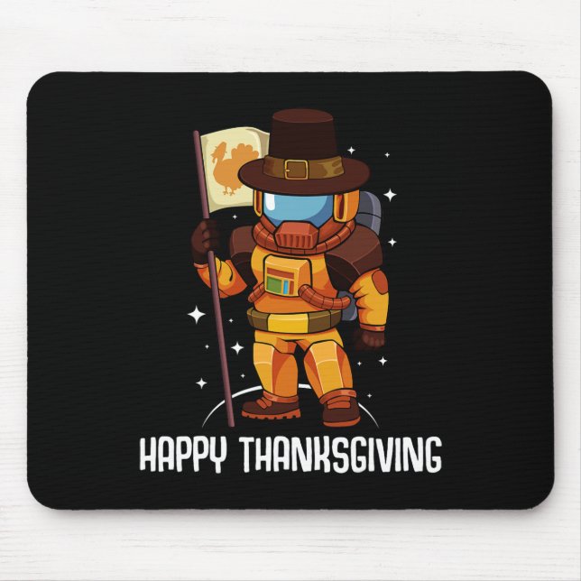 Mousepad Feliz Dia de Ação de Graças Astronauta Turquia Cai (Frente)