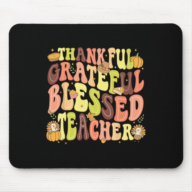 Mousepad Feliz Dia de Ação de Graças de Abençoada Professor (Frente)