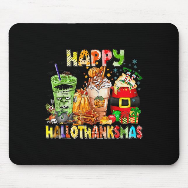 Mousepad Feliz Dia de Ação de Graças do Café de Hallothanks (Frente)