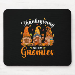 Mousepad Feliz Dia de Ação de Graças Gnominho Fofos Abóbora