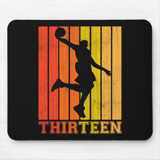 Mousepad Feliz Dia De Aniversário De 13 Para Rapazes Basket (Frente)