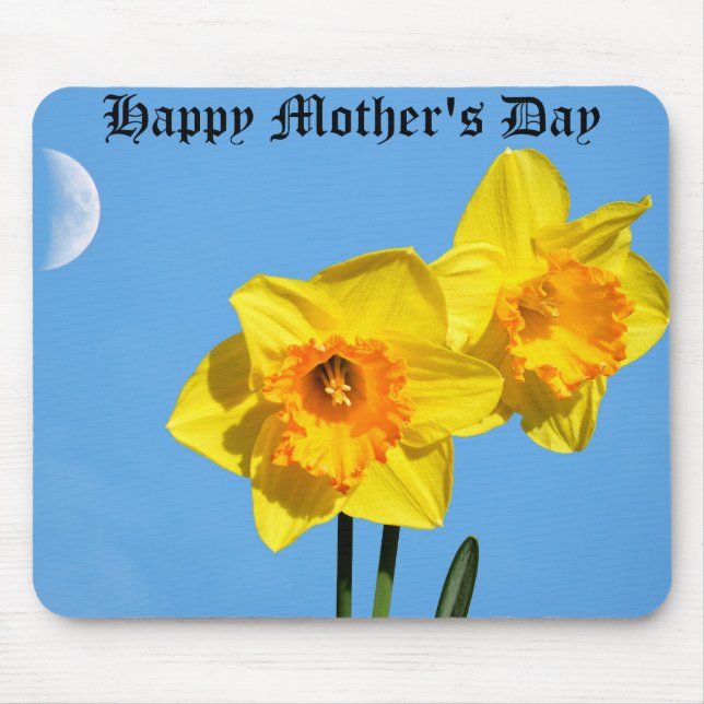 Mousepad Feliz Dia de as mães Daffodils Dourado Flores medu (Frente)