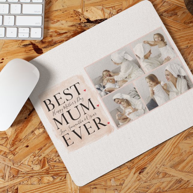 Mousepad Feliz dia de as mães Rosa de Colagem Moderna (Criador carregado)