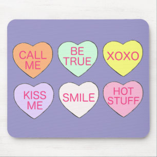Mousepad Feliz dia de os namorados Pastel Candy Hearts Love
