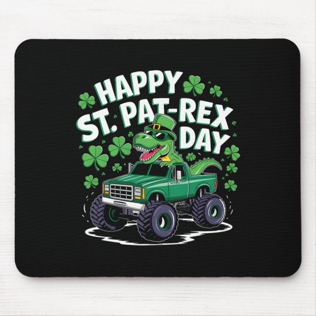 Mousepad Feliz Dia de São Patr-rex Patrick Dinossauro Monst (Frente)