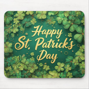 Mousepad Feliz Dia de São Patrício com Design de Trevo
