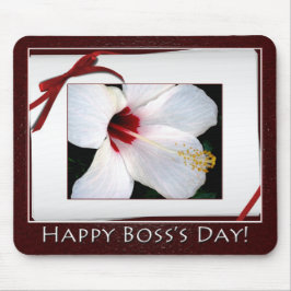 Mousepad Feliz Dia do Chefe White Hibiscus Floral