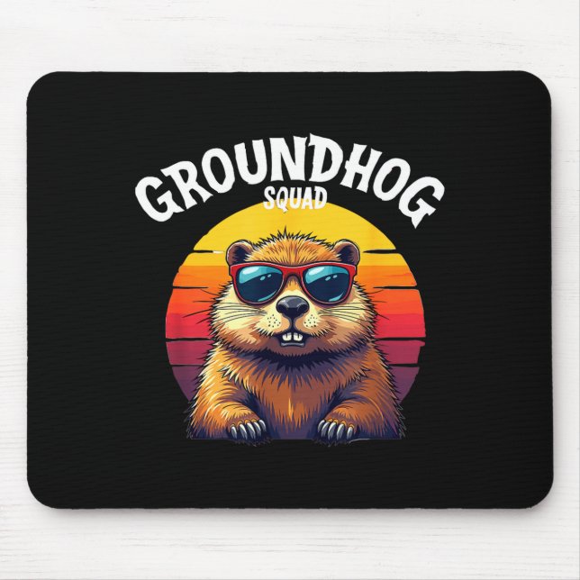 Mousepad Feliz Dia do Groundhog 2025 Equipe engraçada do Gr (Frente)