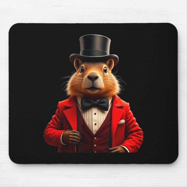 Mousepad Feliz Dia do Groundhog 2025 Groundhog Cavalheiro C (Frente)
