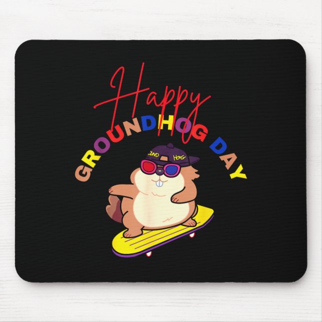 Mousepad Feliz Dia do Groundhog Funny Groundhog Day Skatebo (Frente)