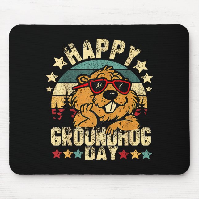 Mousepad Feliz Dia do Groundhog Funny Groundhog Singles Fof (Frente)