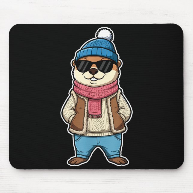 Mousepad Feliz Dia do Groundhog Sombra Lindos Groundhog Eng (Frente)