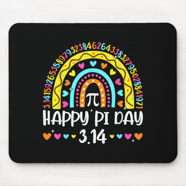 Mousepad Feliz Dia do Pi 3.14 Número Arco-íris Professor de (Frente)