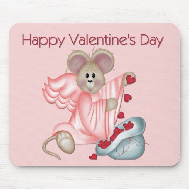 Mousepad Feliz Dia dos Namorados Mouse com Corações Mousepa (Frente)