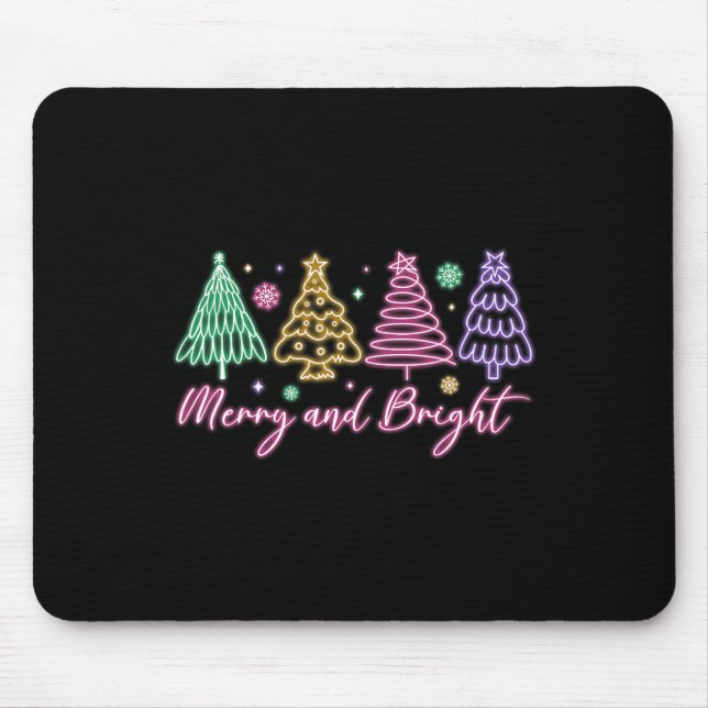 Mousepad Feliz E Árvore De Natal Brilhante Garota De Natal  (Frente)