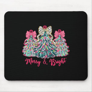 Mousepad Feliz E Árvores De Natal Brilhantes Com Arcos Rosa