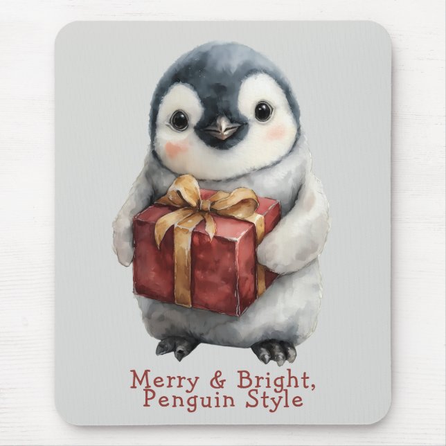 Mousepad Feliz e Pinguim Brilhante Natal (Frente)