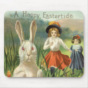 Mousepad Feliz Eastertide Vintage Páscoa Bunny e Crianças