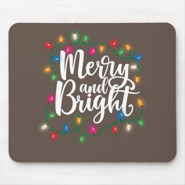 Mousepad Feliz Engraçada e Luzes de Natal Brilhantes (Frente)