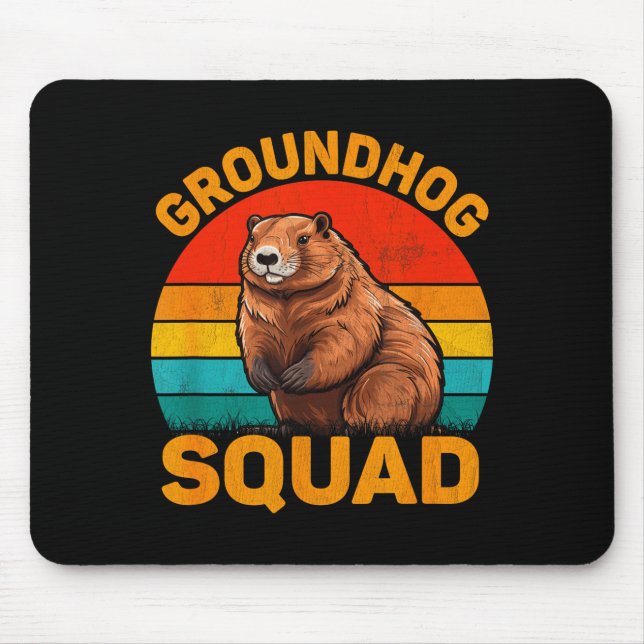 Mousepad Feliz Feriado do Dia do Ground Hog Divertido Esqua (Frente)