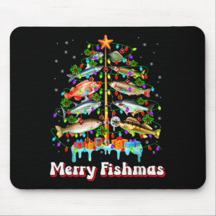 Mousepad Feliz Fishmas Árvore de Natal Peixe Engraçado Pesc