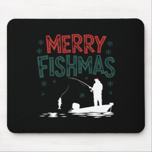 Mousepad Feliz Fishmas Divertido Natal Pescador Feriado Pei