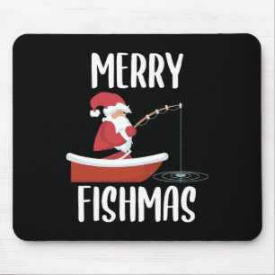 Mousepad Feliz Fishmas Divertido Papai Noel Pescador Natal