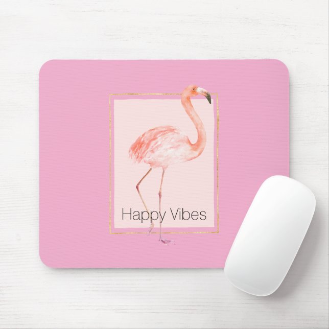 Mousepad Feliz Flamingo Rosa Chic (Com mouse)