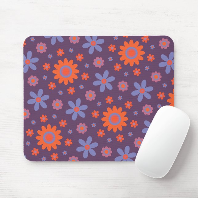 Mousepad Feliz Flores Retro Cute 70s Hippie Daisy Pattern (Com mouse)