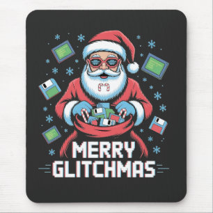 Mousepad Feliz Glitchmas Codificação Programador Papai Noel