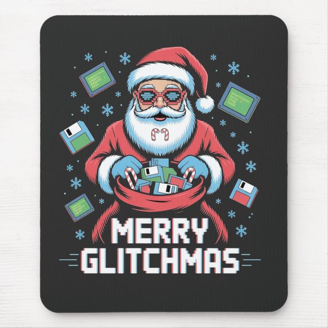Mousepad Feliz Glitchmas Coding Programmer Papais noeis Nat (Frente)