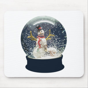 Mousepad Feliz Globo de Neve de Natal Feliz Snowman de inve
