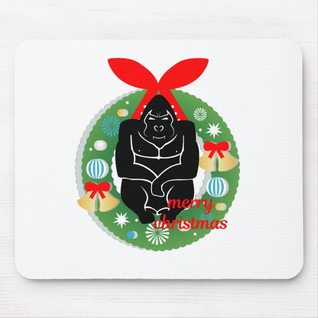 Mousepad Feliz gorila de natal (Frente)