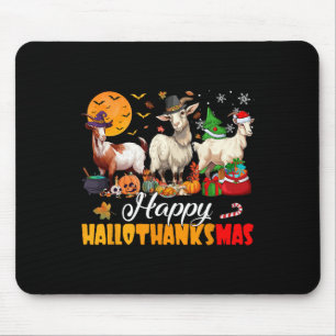 Mousepad Feliz Hallothanksmas Cabra Halloween Dia de Ação d