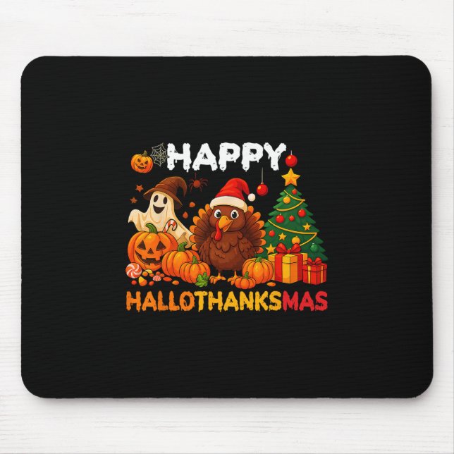 Mousepad Feliz Hallothanksmas Halloween Thanksmas Feriado S (Frente)