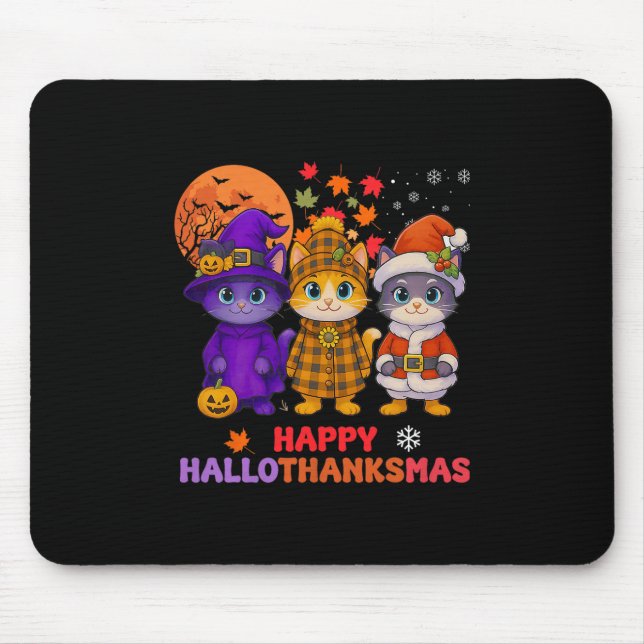 Mousepad Feliz Hallothanksmas Piadão de Halloween Dia de Aç (Frente)