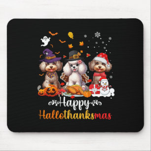 Mousepad Feliz Hallothanksmas Poodle Dog Halloween Christma