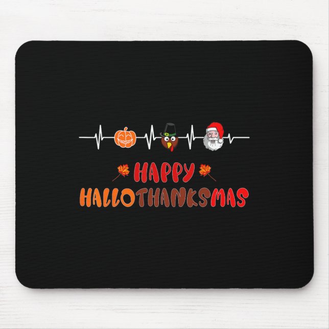 Mousepad Feliz Hallothanksmas Pulsação Queda Ação de Graças (Frente)
