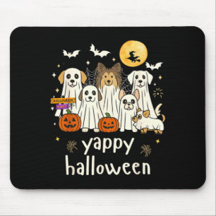 Mousepad Feliz Halloween Cachorro Engraçado Fantasmas Hallo