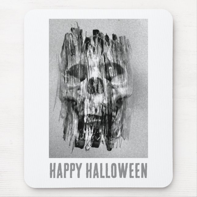 Mousepad Feliz Halloween. Caveira aflita (Frente)