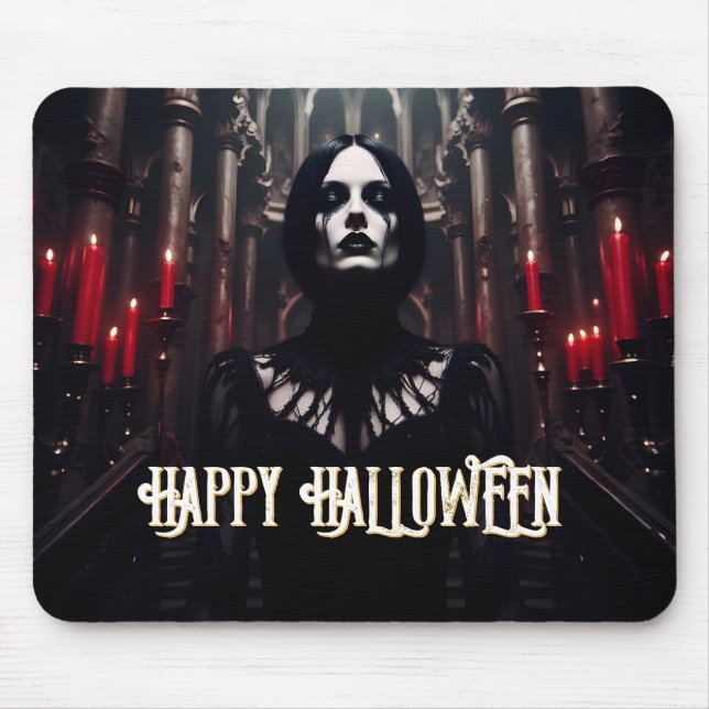 Mousepad Feliz Halloween – Celebração Sombria Gótica (Frente)