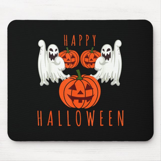 Mousepad Feliz Halloween jack o lantern fantasmas assustado (Frente)