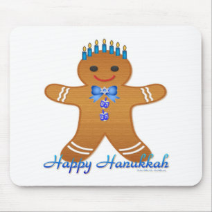 Mousepad Feliz Hanukkah Gingerpão Homem Menorah