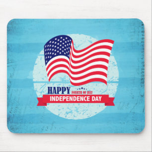 Mousepad Feliz Ilustração de Bandeira Americana do Dia 4 de