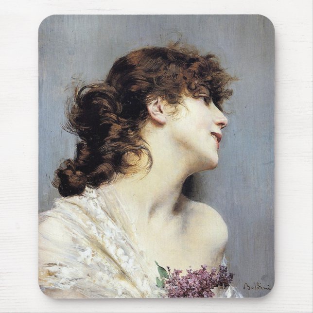 Mousepad Feliz jovem mulher (por Giovanni Boldini) (Frente)