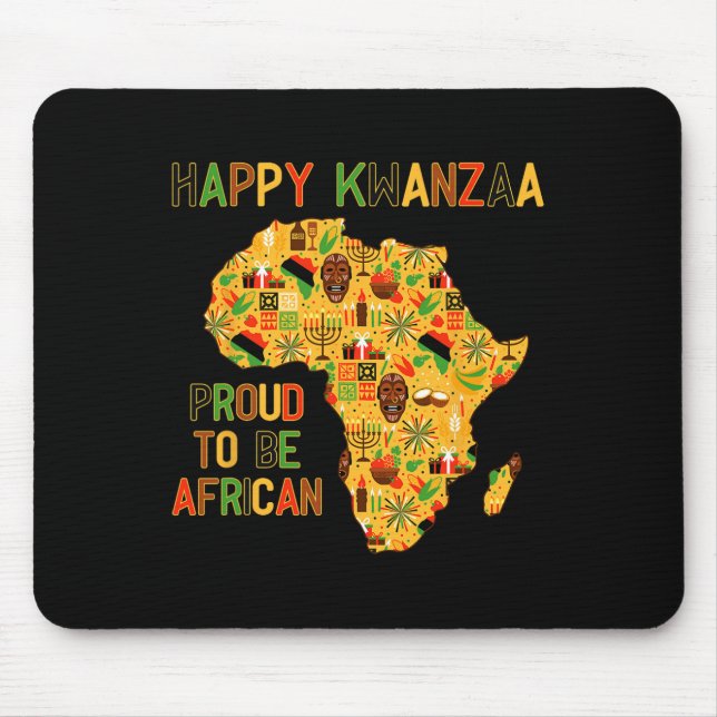 Mousepad Feliz Kwanzaa África Mapa 7 Princípios Celebração (Frente)
