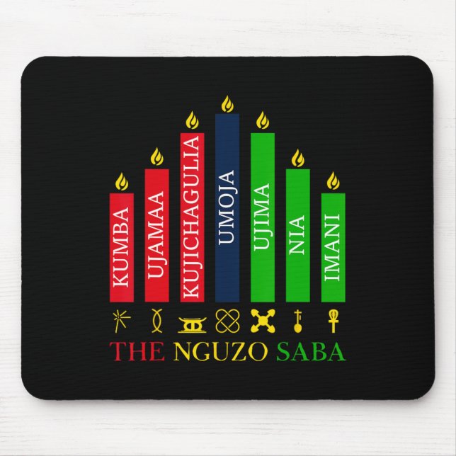 Mousepad Feliz Kwanzaa Kinara Sete Velas Princípios De K (Frente)