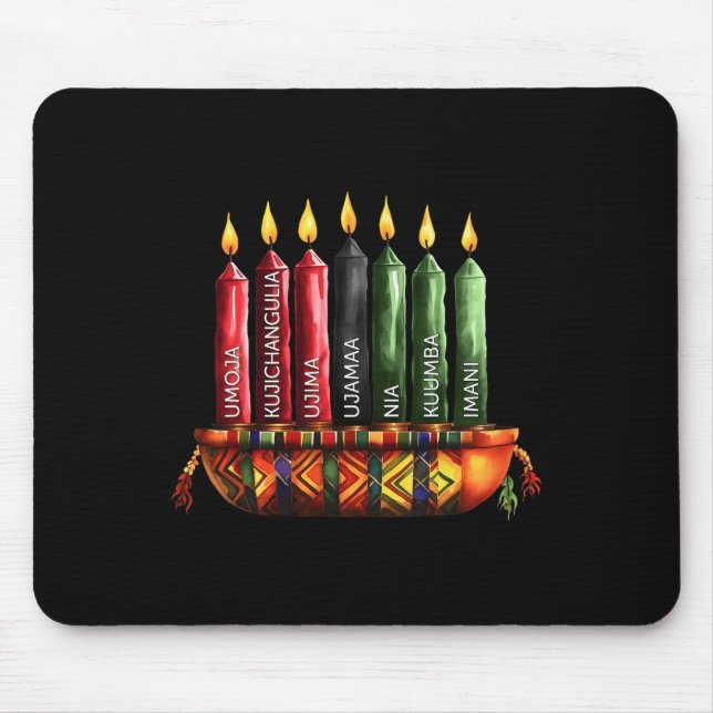 Mousepad Feliz Kwanzaa Kinara Sete Velas Princípios De K (Frente)