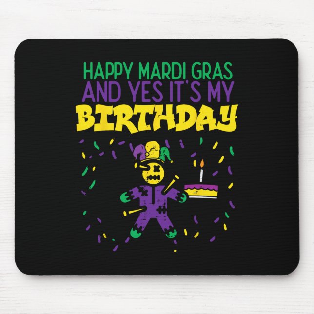 Mousepad Feliz Mardi Gras Sim Meus Homens de Festa de Anive (Frente)